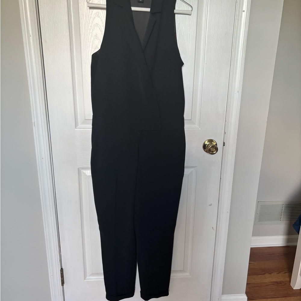 White House Black Market Black Sleeveless Jumpsuit with Structured Fabric